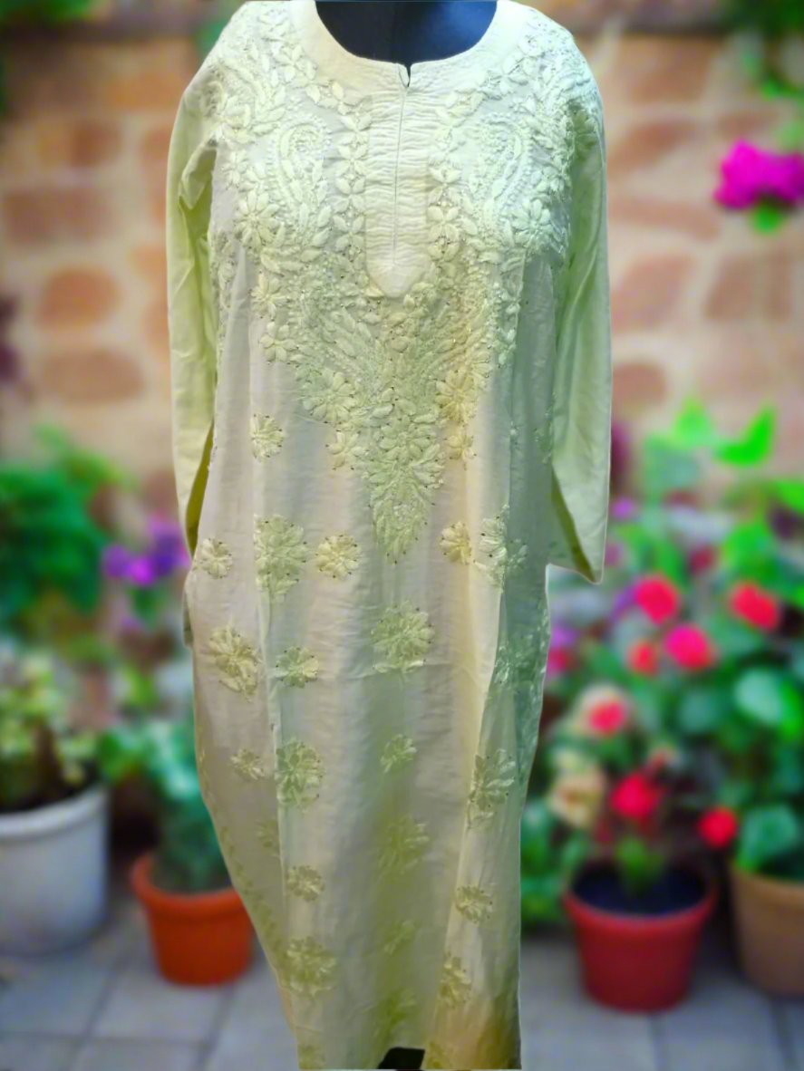 Exclusive Chanderi Lucknowi Kurti