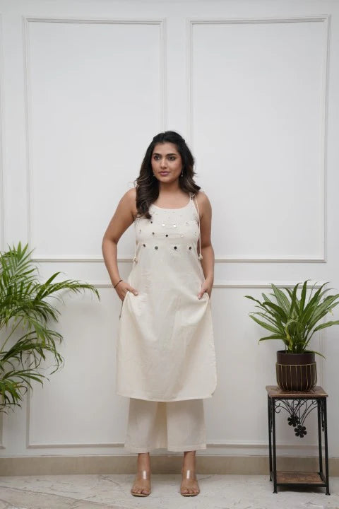 Cotton Speggitti Set with Real Mirror Work
