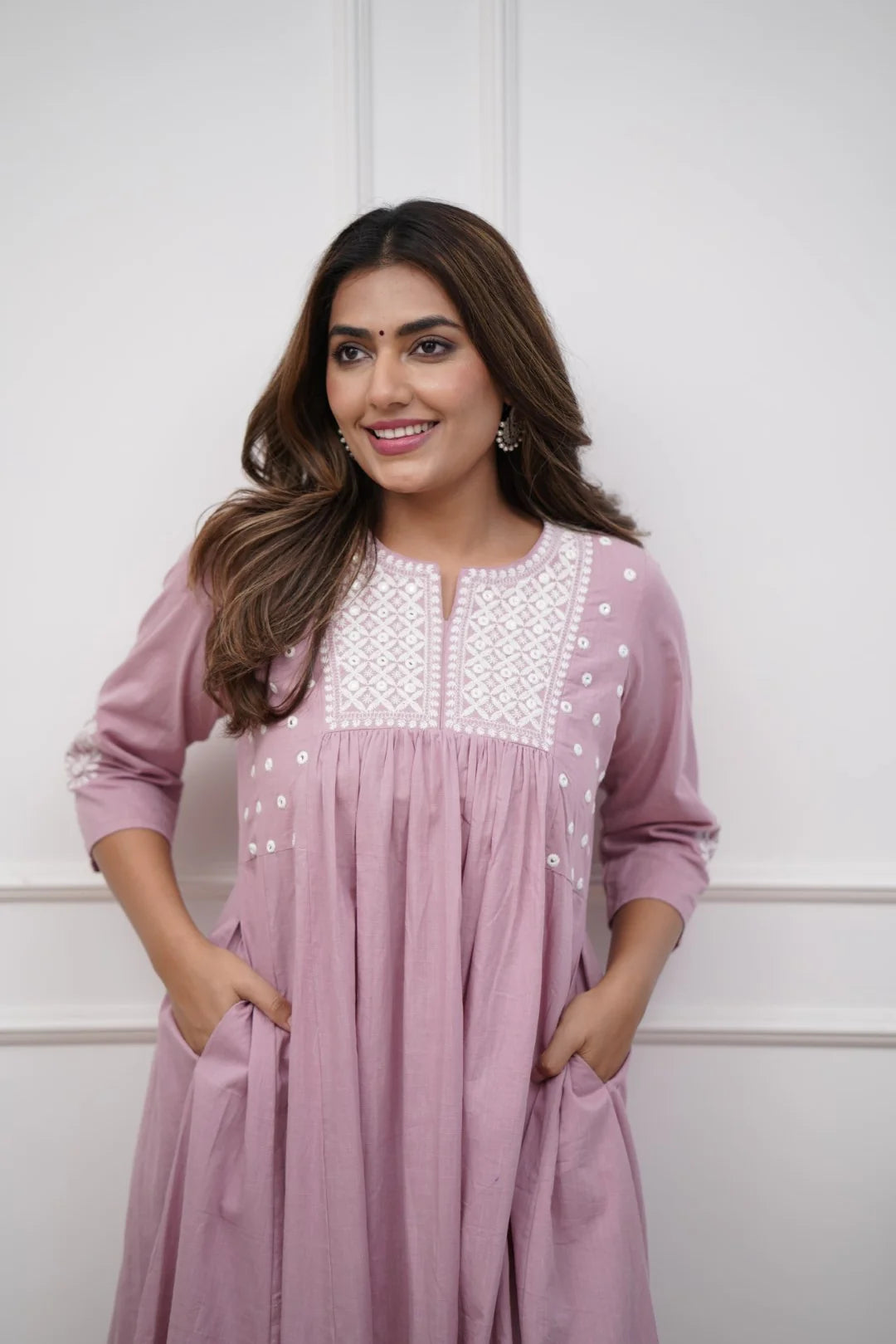 Elegant Dusted Pink flared Cotton Palazzo Set