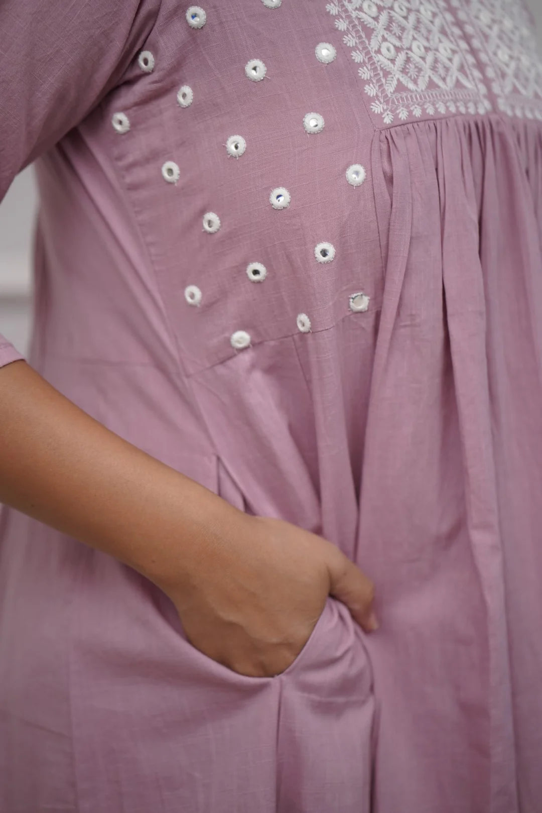 Elegant Dusted Pink flared Cotton Palazzo Set