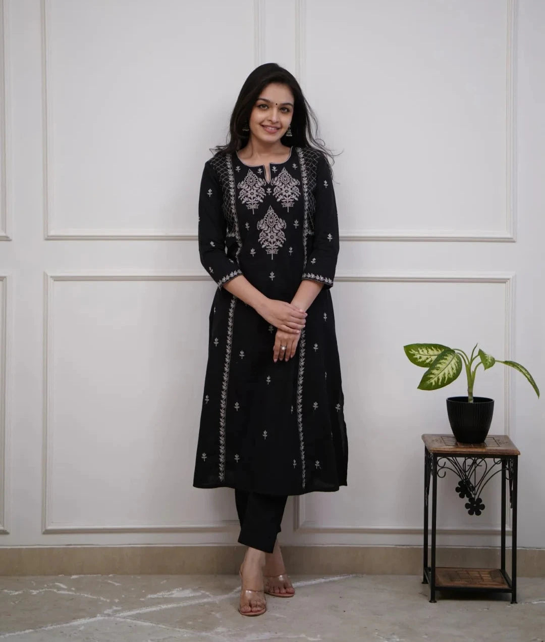 Black Elegant Kurta Pant Set