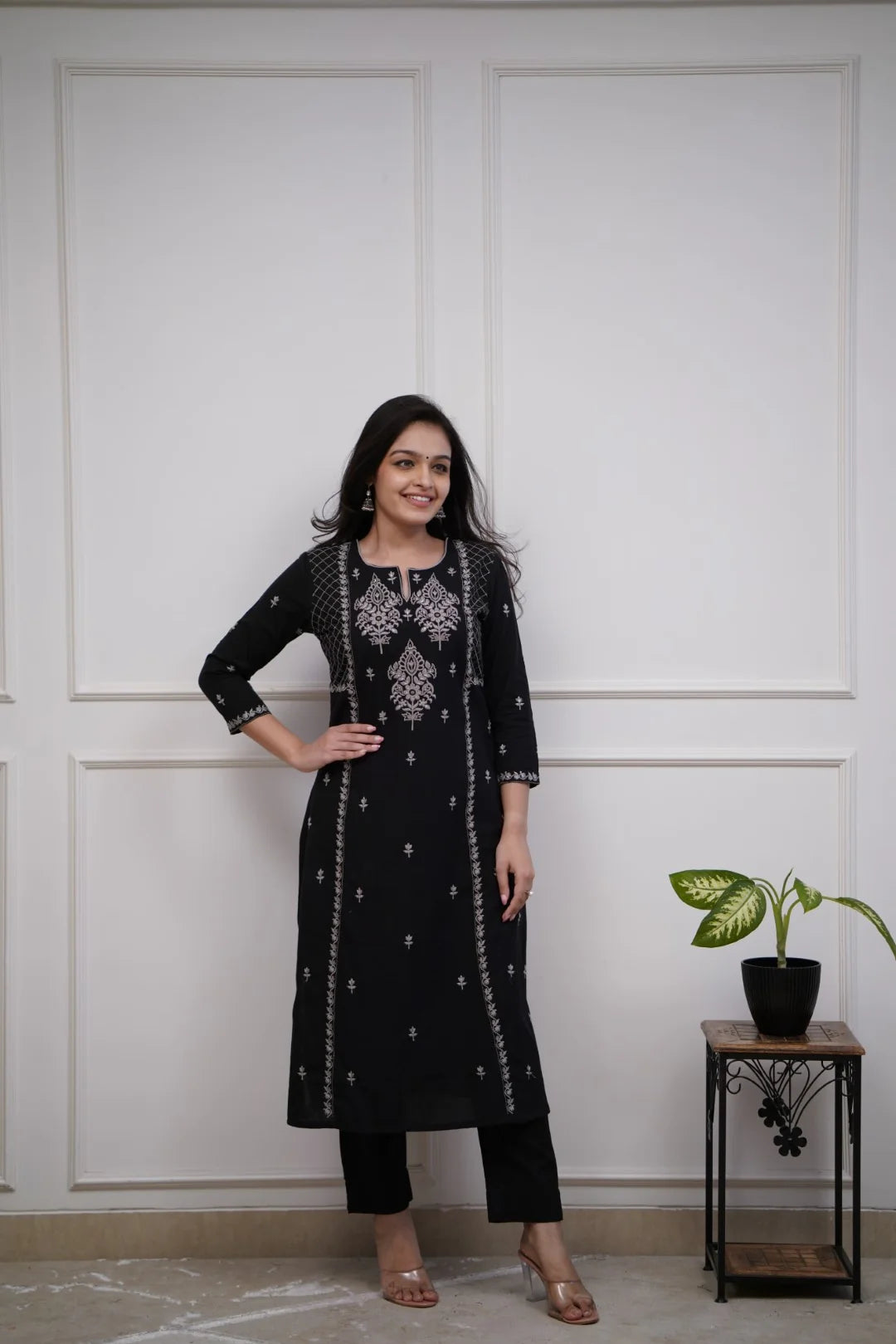 Black Elegant Kurta Pant Set