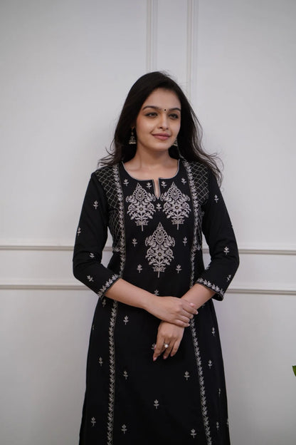 Black Elegant Kurta Pant Set