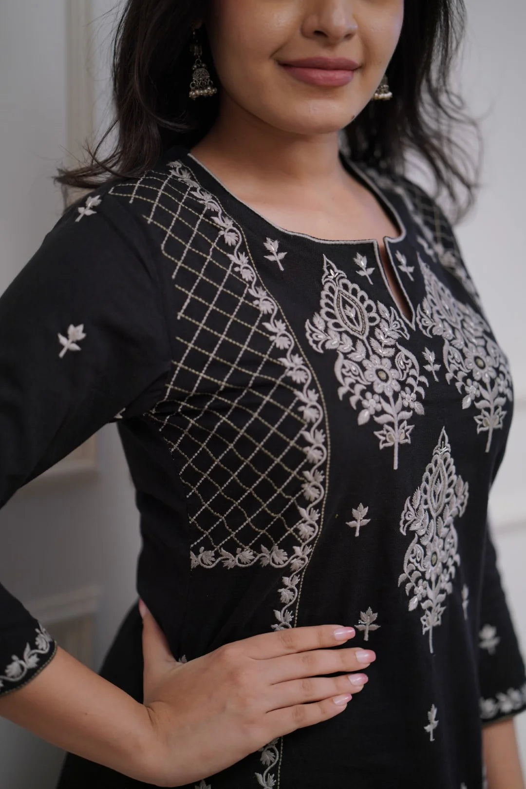 Black Elegant Kurta Pant Set