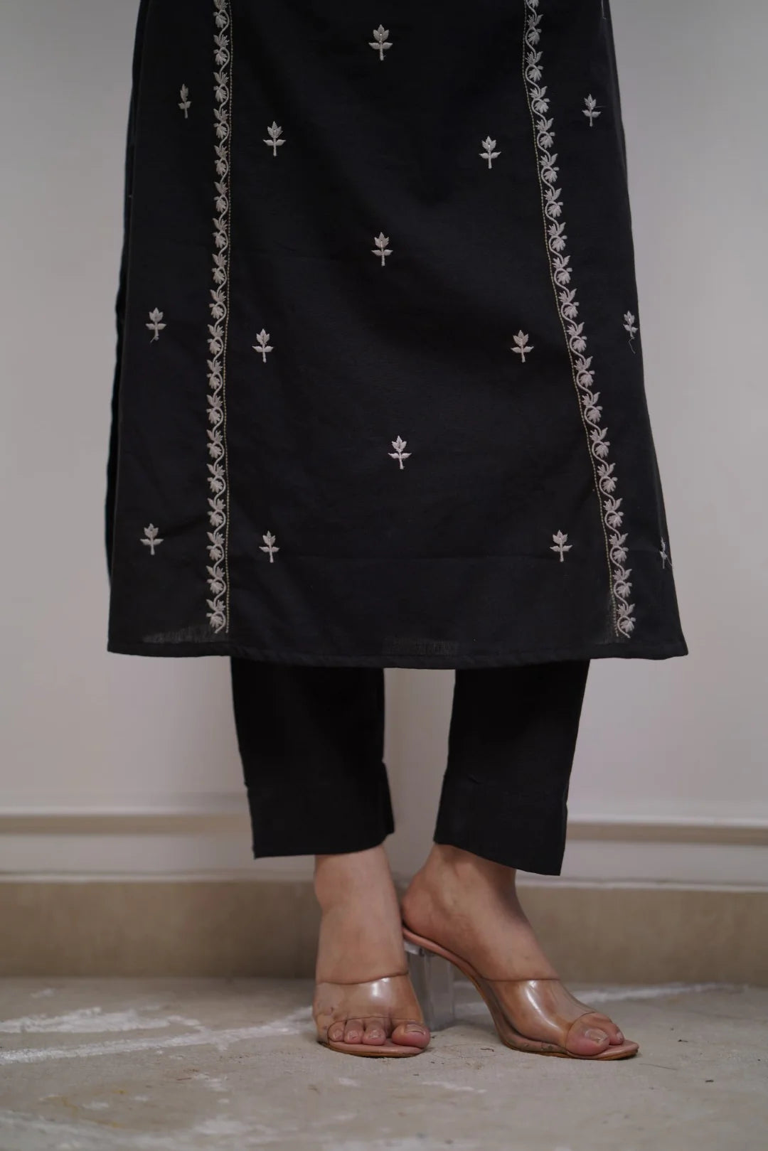Black Elegant Kurta Pant Set