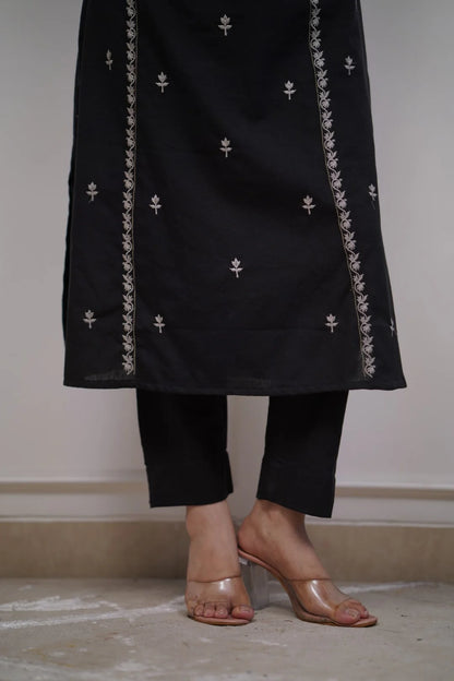 Black Elegant Kurta Pant Set