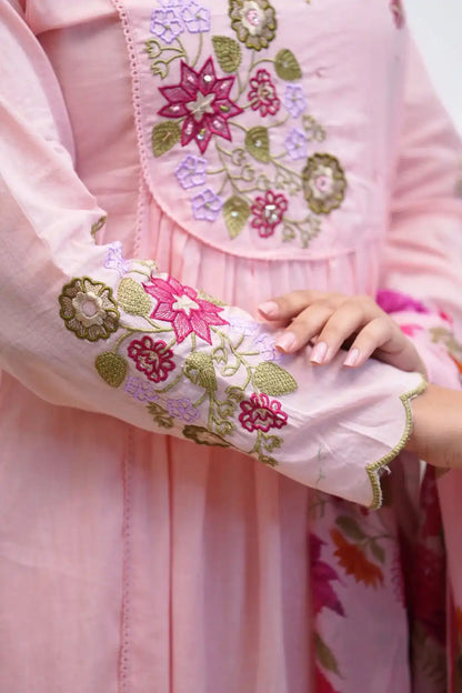 Beautiful Rose Blush Embroidered Suit Set