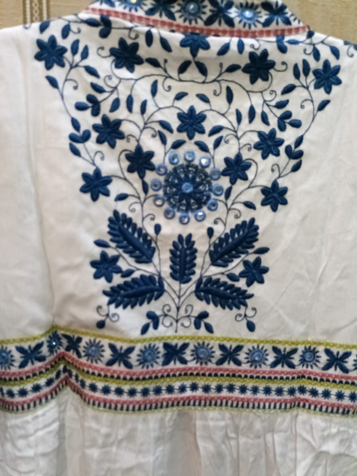 Elegant Cotton Embroidered Short Kurta in White