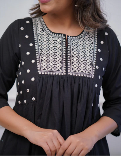 Elegant Black flared Cotton Palazzo Set