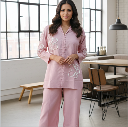 Pure Cotton Pale Pink Co-ord Set