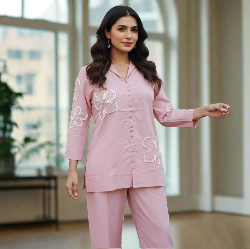 Pure Cotton Pale Pink Co-ord Set