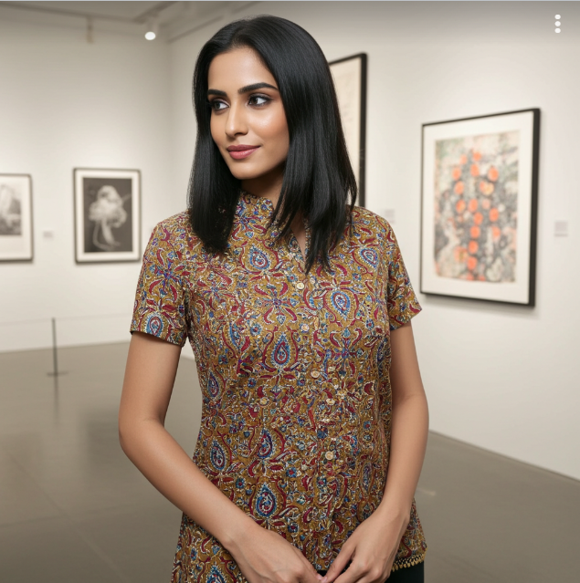 Pure Cotton Floral Print Sleeveless Short Top ( Sleeves Attached )