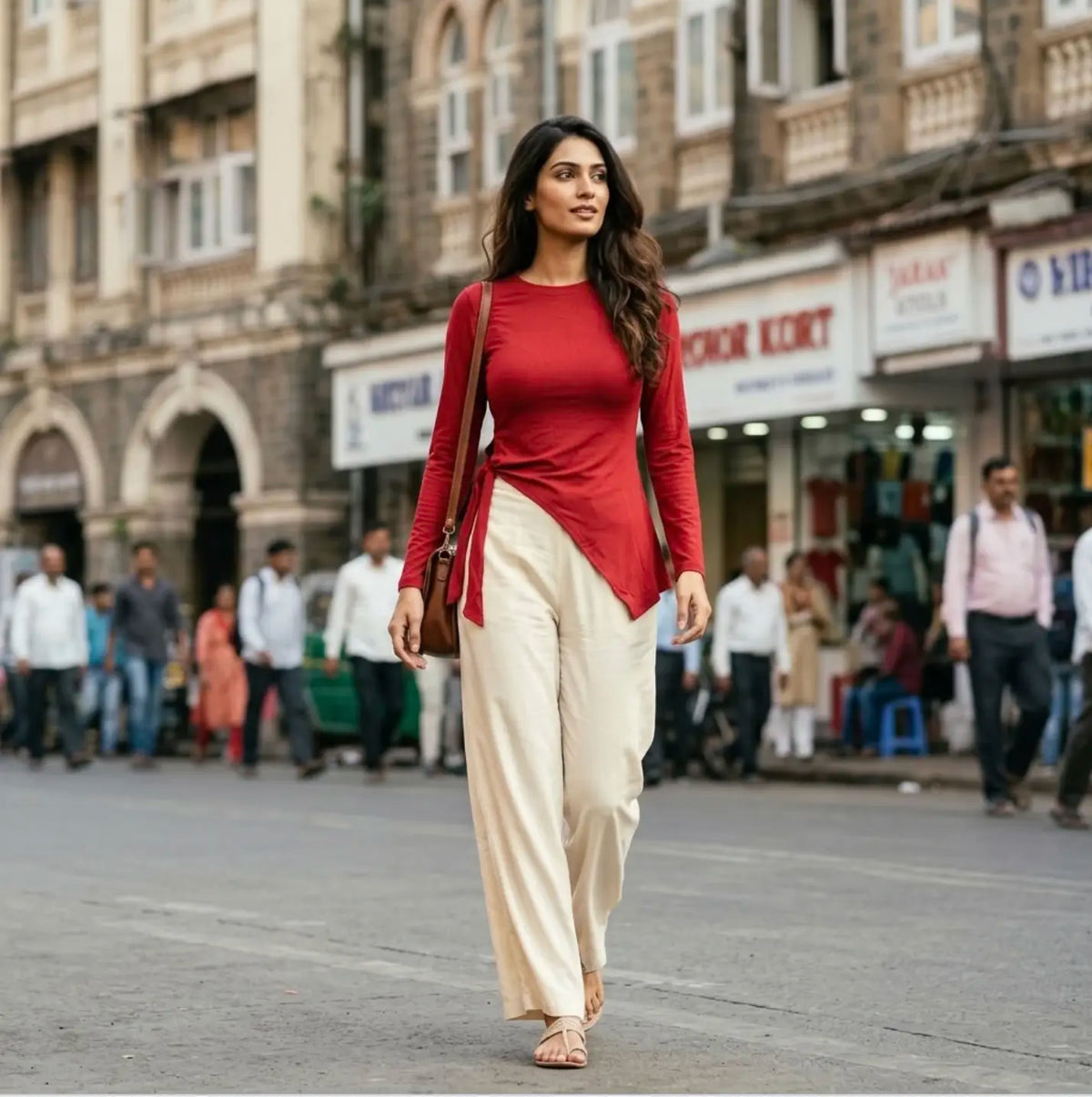 Crimson Curve Asymmetric Tie-Side Top
