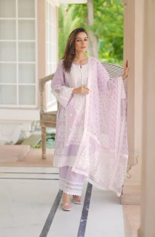 Premium Motif and Pearl lavender Suit