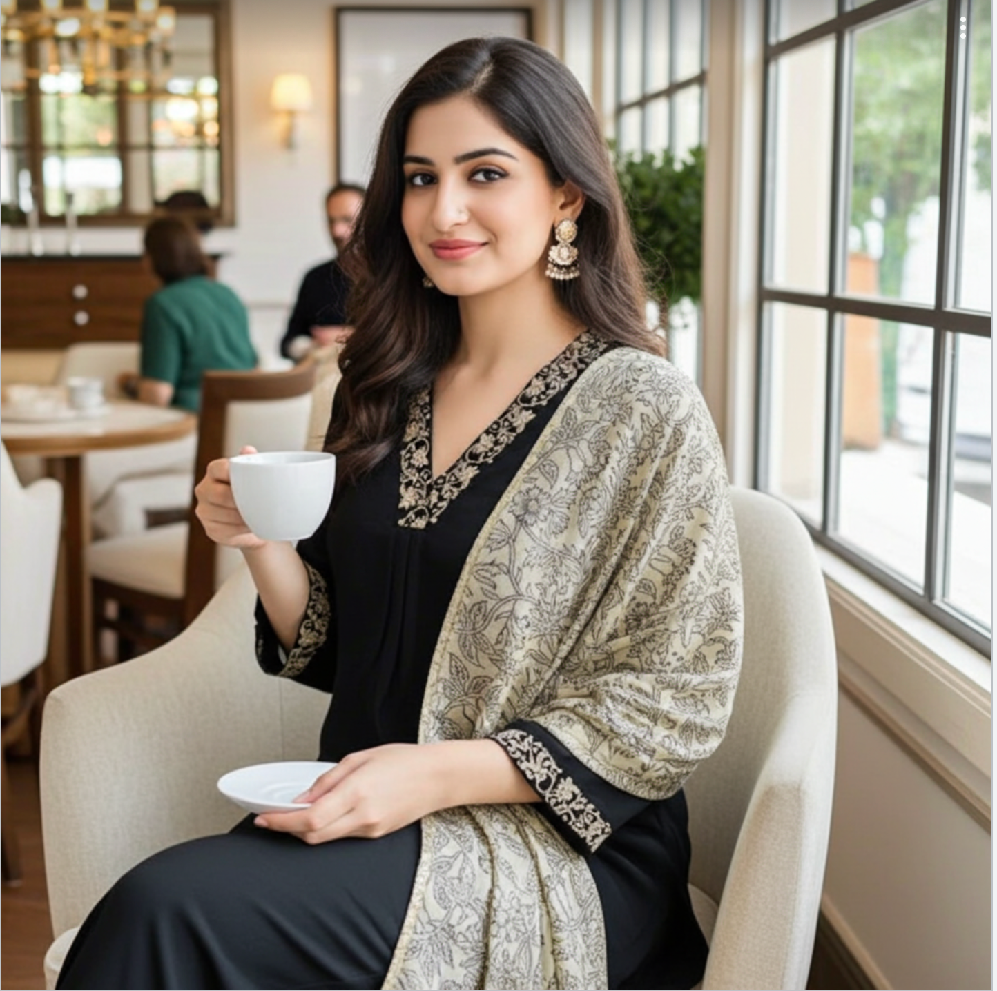 Premium Chinon Silk Suit in Black