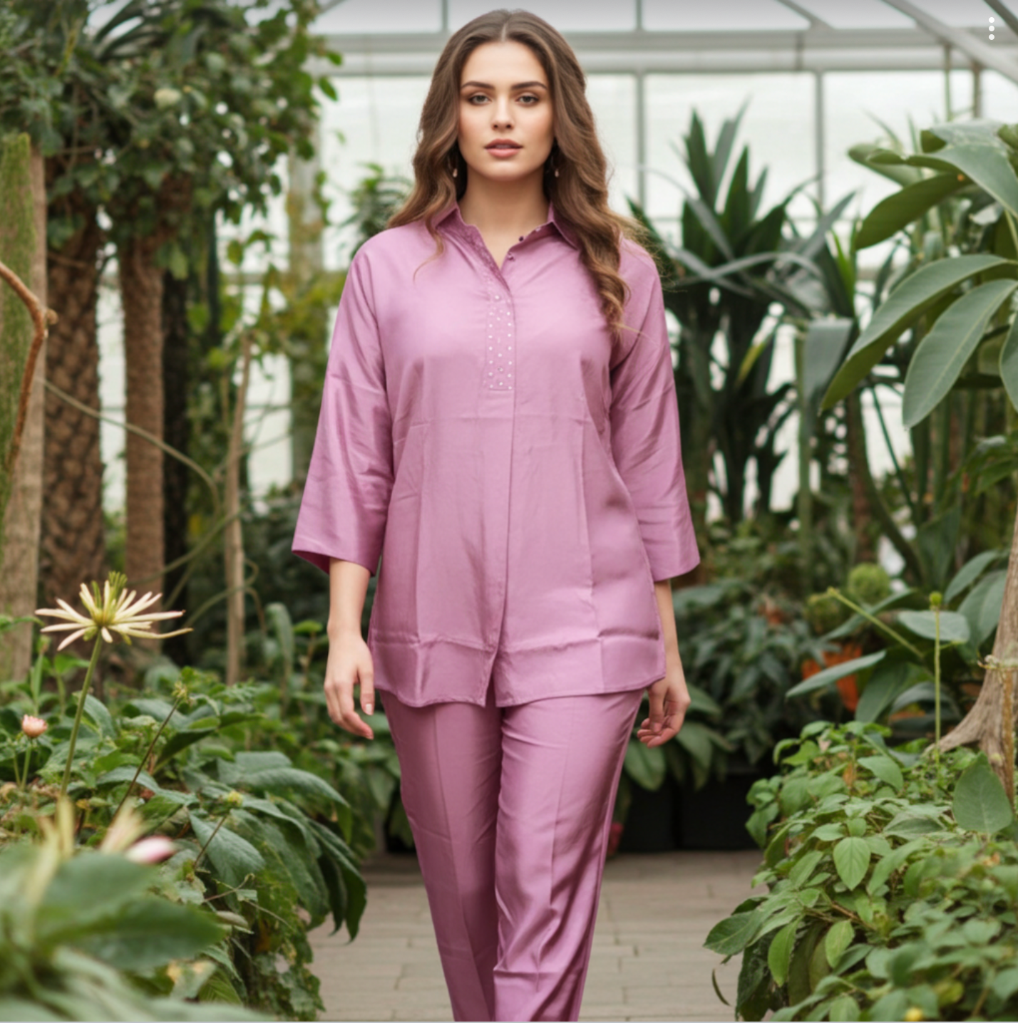 Stylish Muslin Silk, A-Line Style Co-ord Set in Mauve