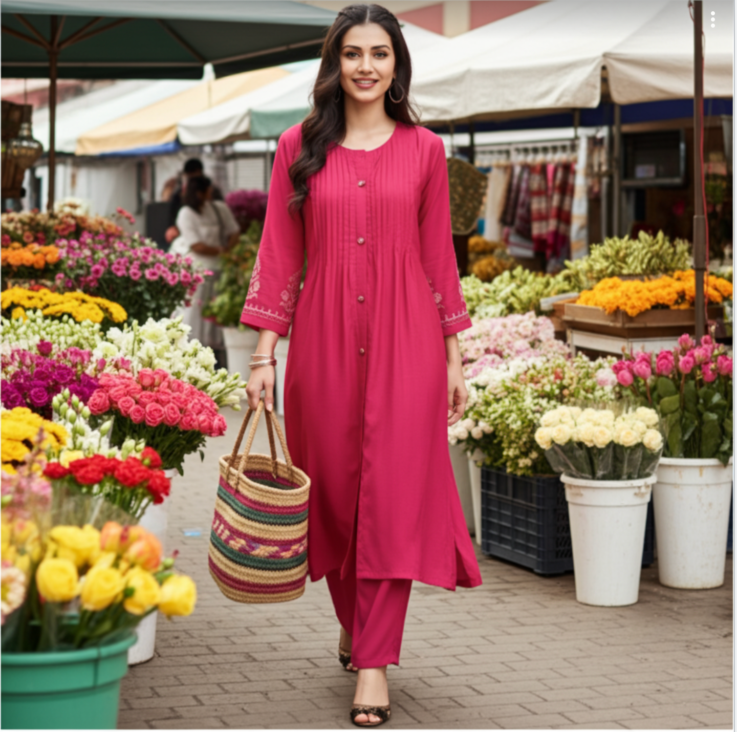 Stunning Pink A -Line Kurta Set
