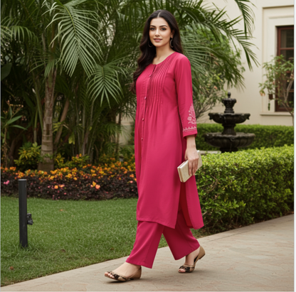 Stunning Pink A -Line Kurta Set