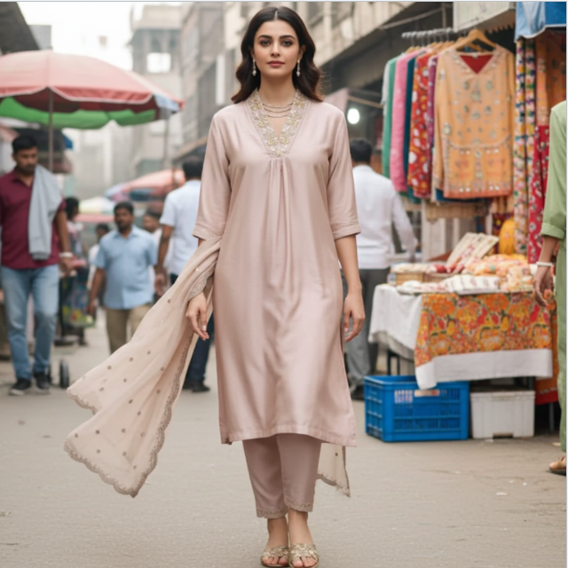 Elegant Roman Silk Collar Neck Suit