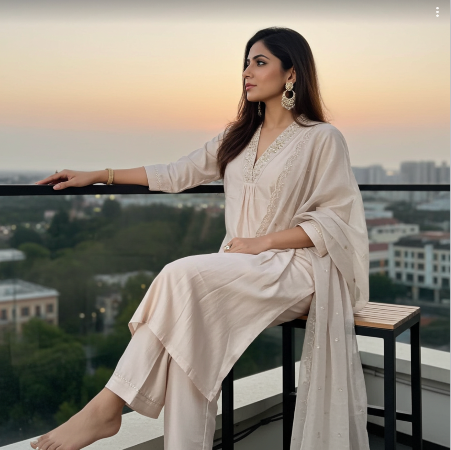 Elegant Roman Silk Collar Neck Suit