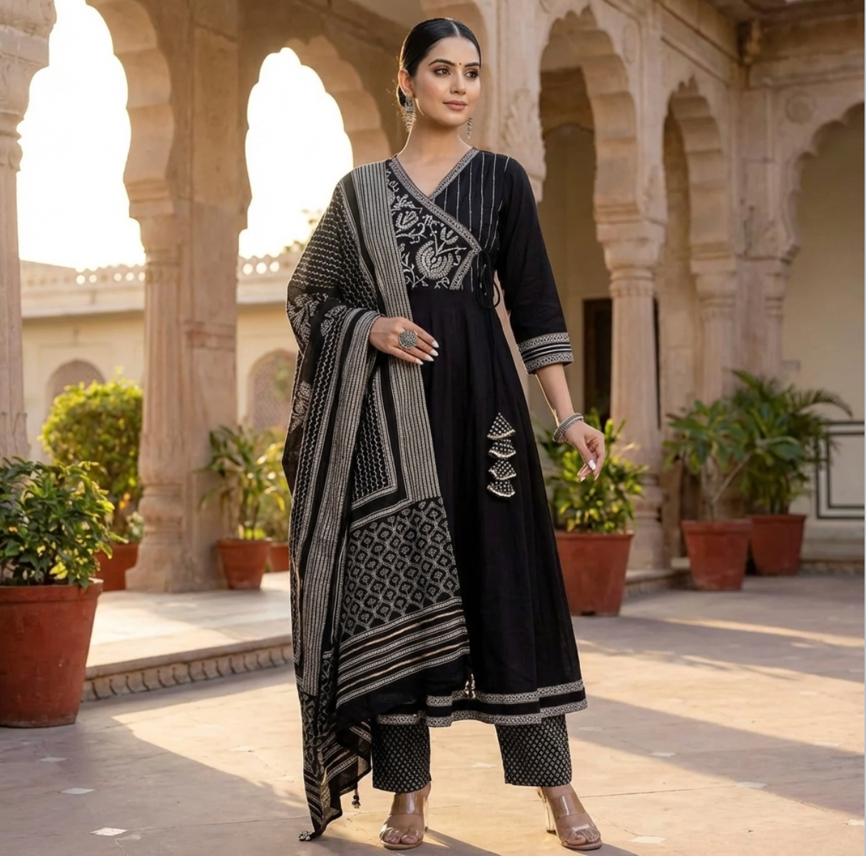 Stylish Designer Anarkali Kurti Set in Black