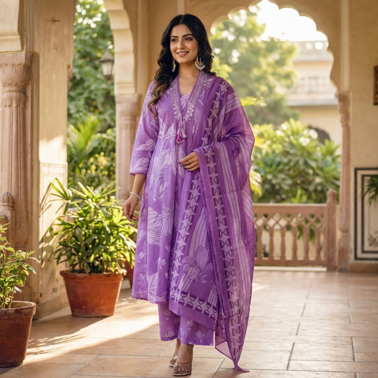 Beautiful Lilac Anarkali Suit Set