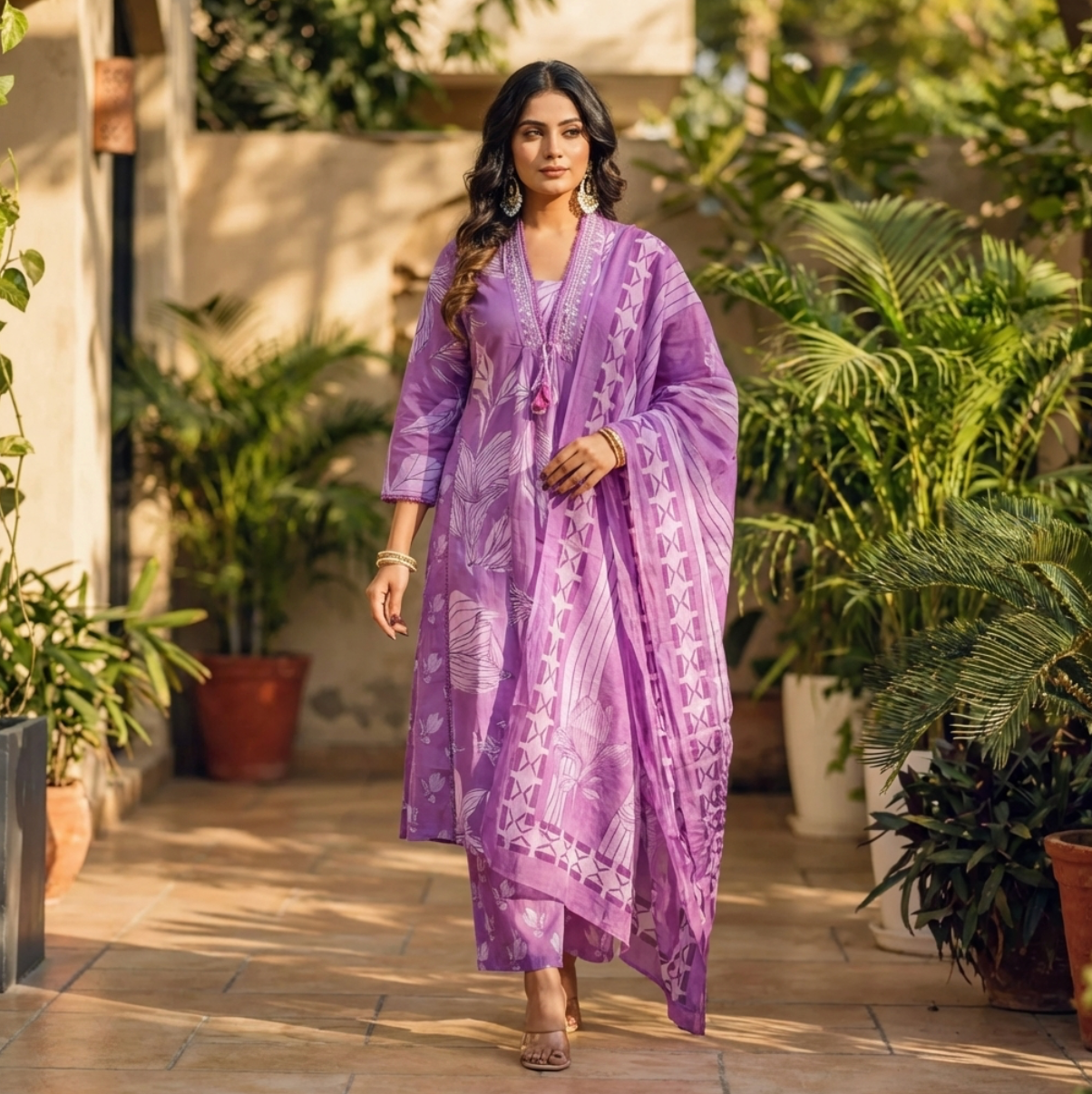 Beautiful Lilac Anarkali Suit Set