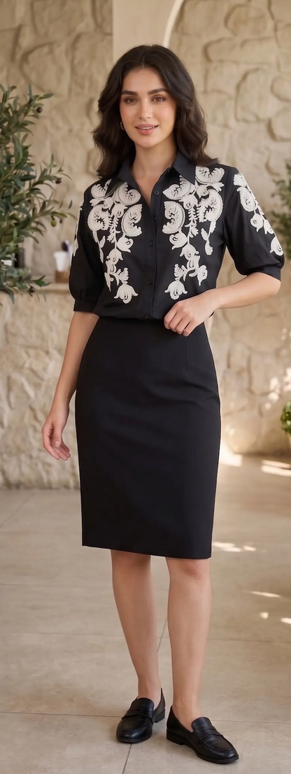 Trendy Cotton Embroidered Shirt