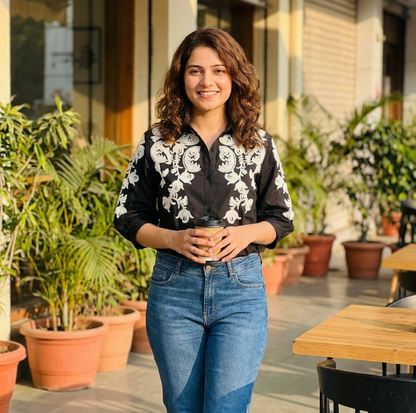 Trendy Cotton Embroidered Shirt