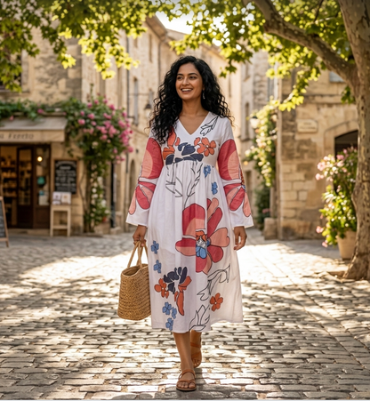 Premium Pure Cotton Midi Dress In White