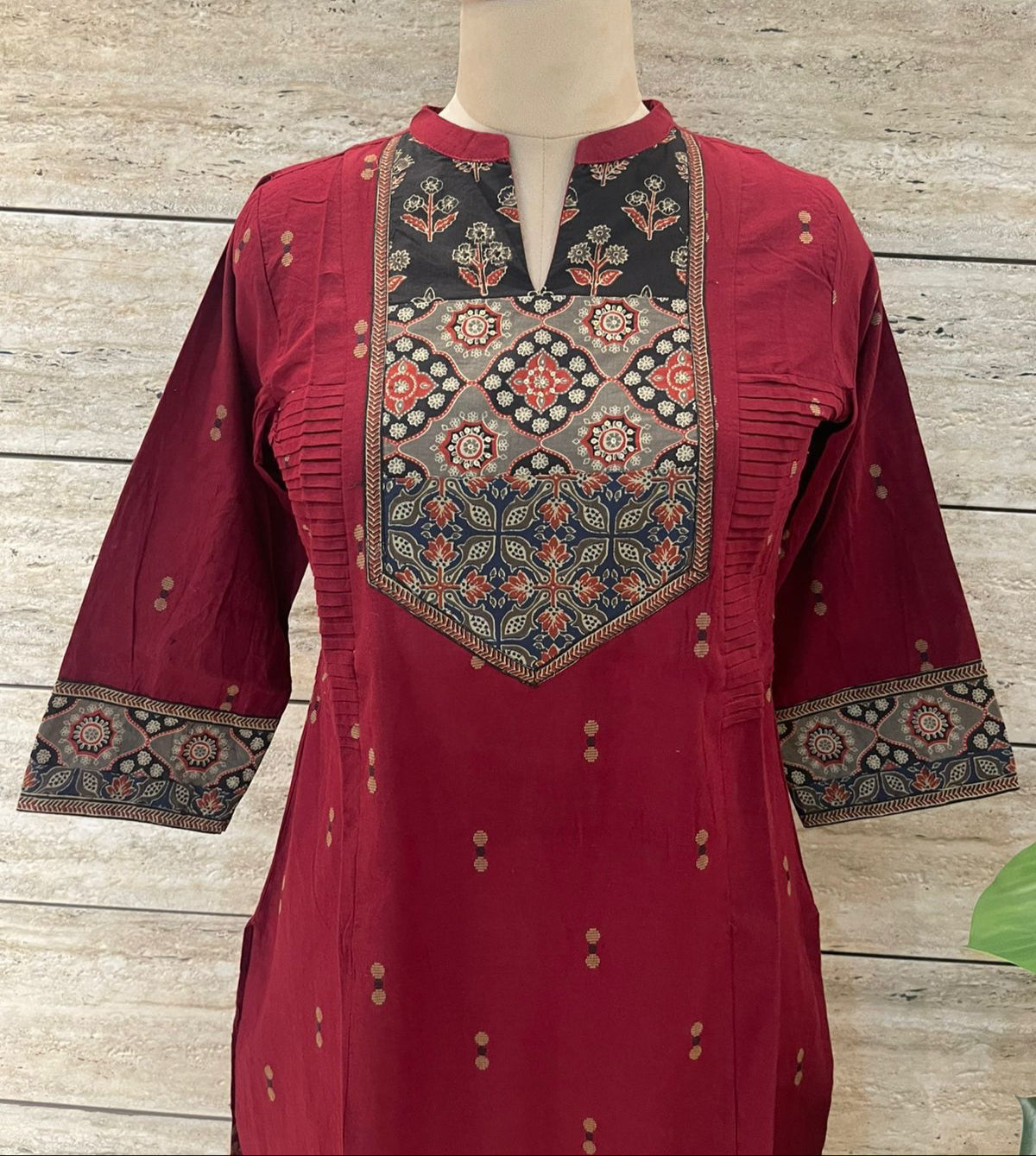 Elegant Handloom Cotton, Full Weave Cotton Kurti in Maroon