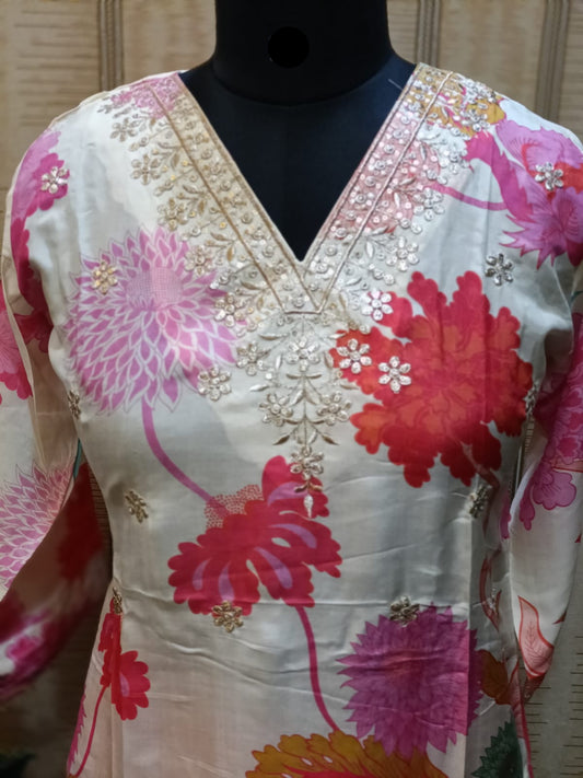 Beautiful Muslin Silk Kurta Pants Set