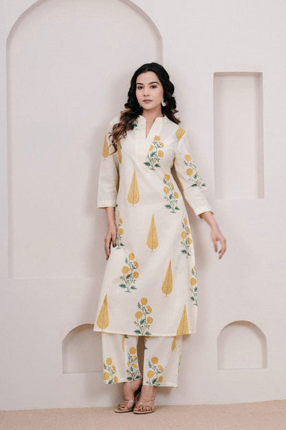 Elegant Summer Perfect Handblock Print Cotton Kurta Set