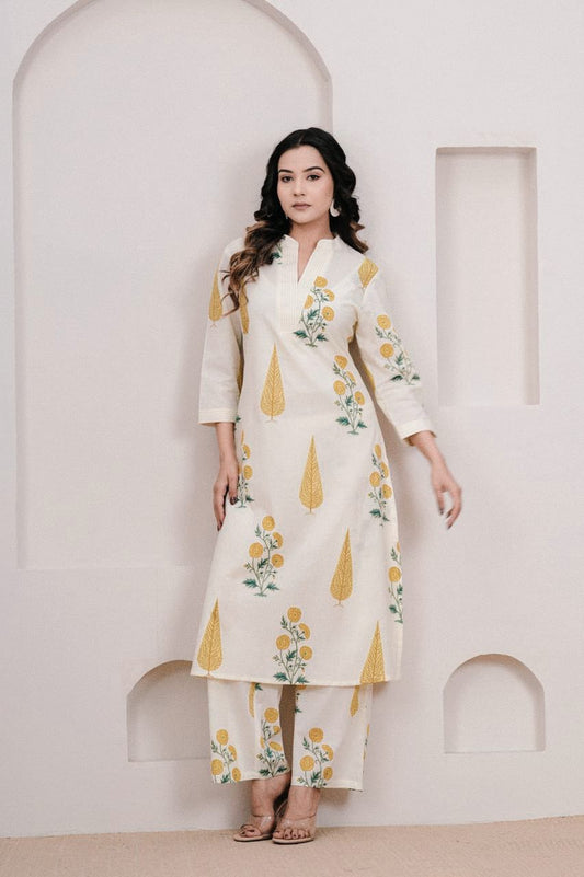 Elegant Summer Perfect Handblock Print Cotton Kurta Set