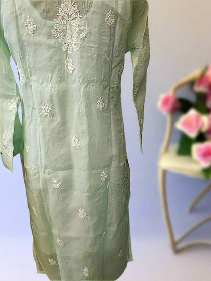 Pure Voil Cotton Hand Jaali luchnowi Kurti