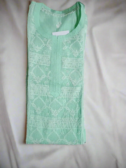 Pure Voil Cotton Hand Jaali luchnowi Kurti