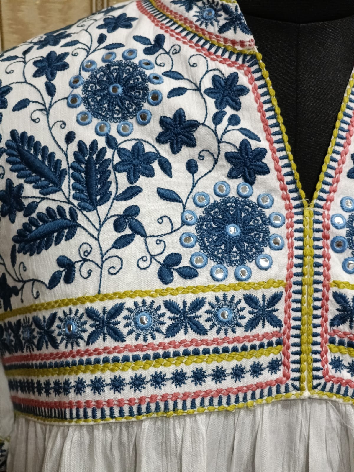 Elegant Cotton Embroidered Short Kurta in White