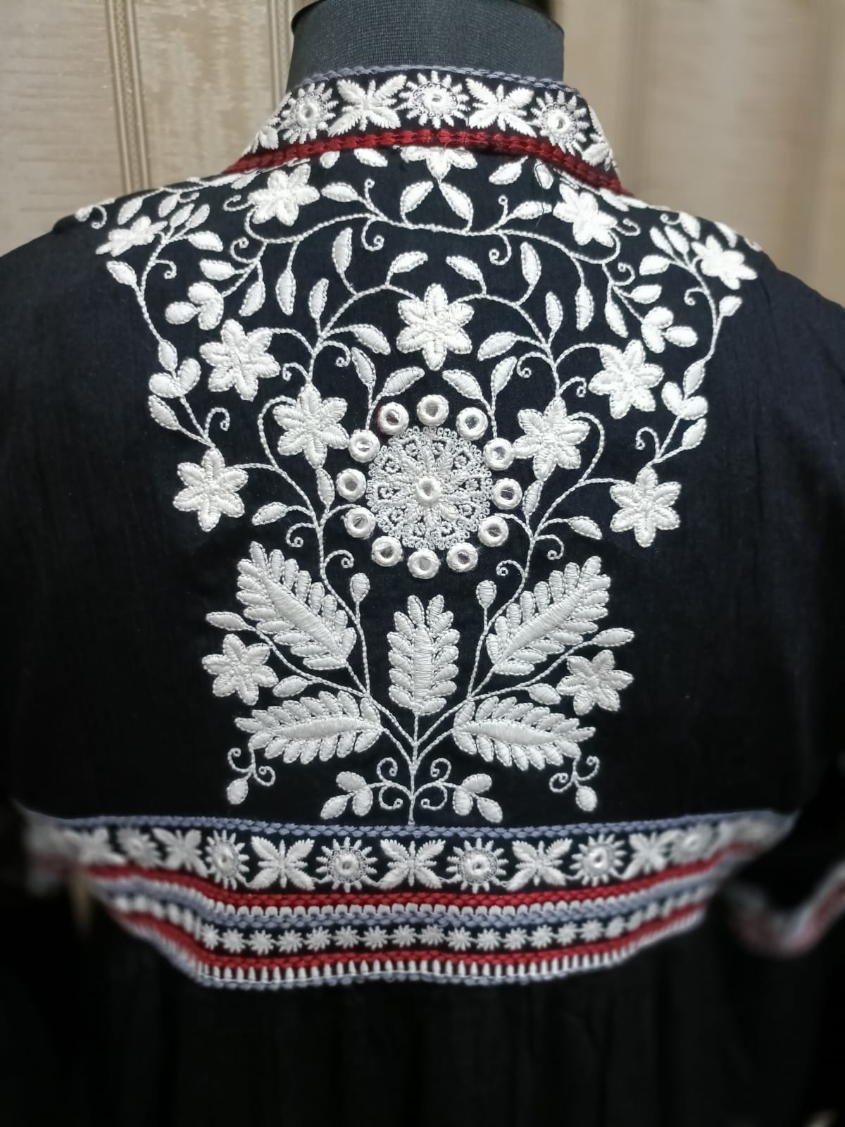 Elegant Cotton Embroidered Short Kurta in Black