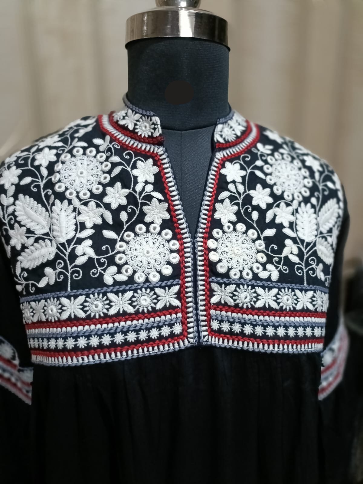 Elegant Cotton Embroidered Short Kurta in Black