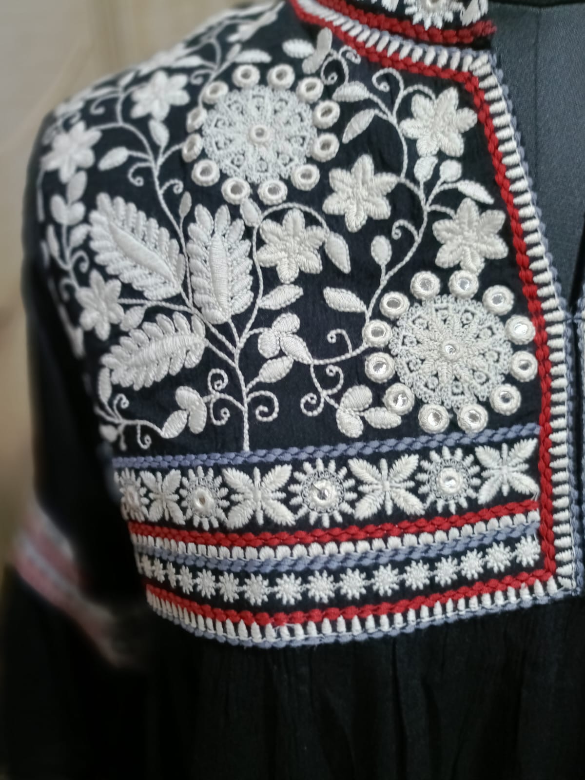 Elegant Cotton Embroidered Short Kurta in Black