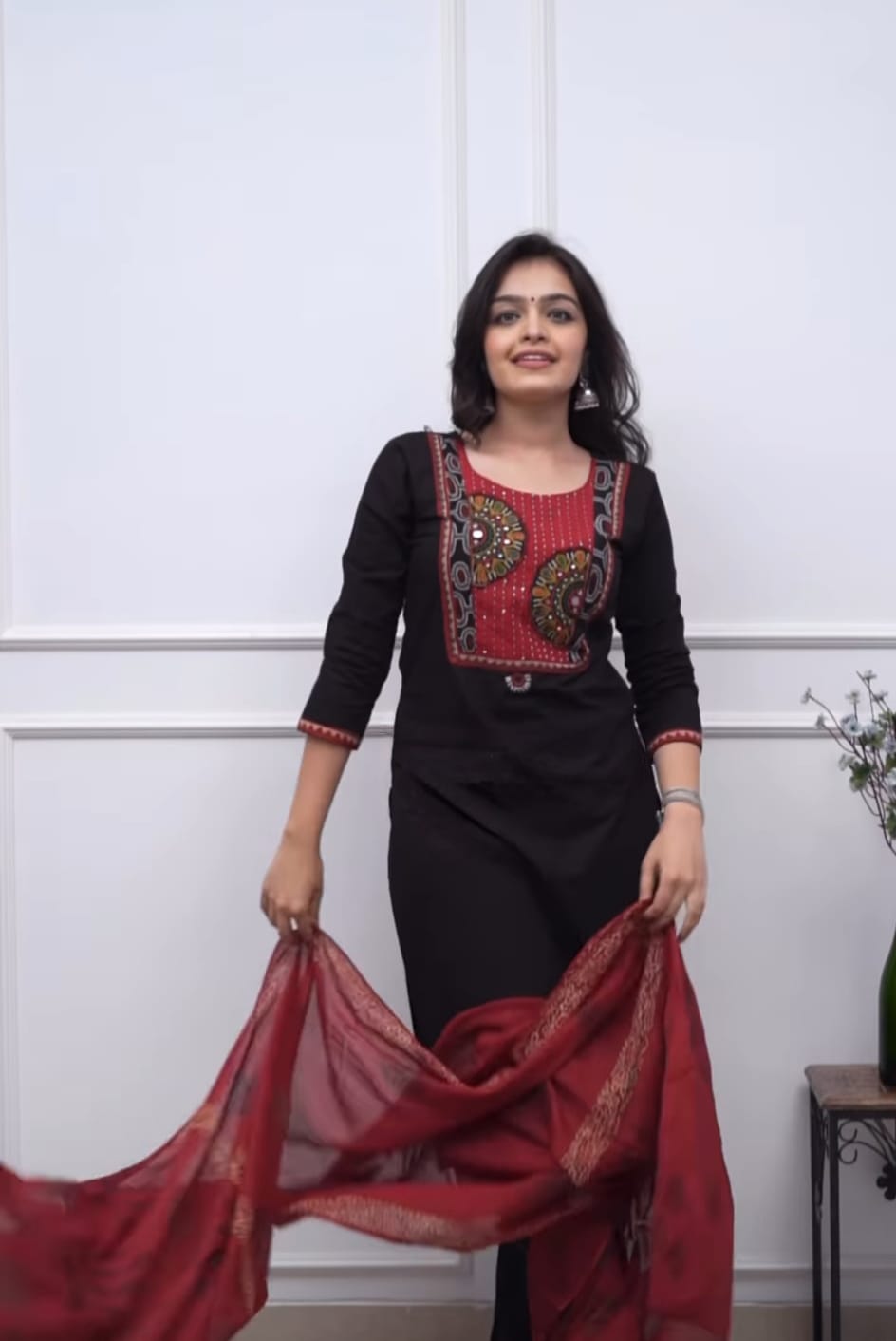 Stunning Cotton Patch Work Suit in Black
