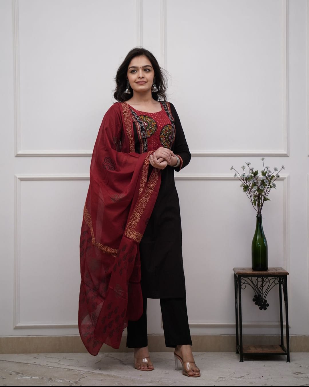 Stunning Cotton Patch Work Suit in Black