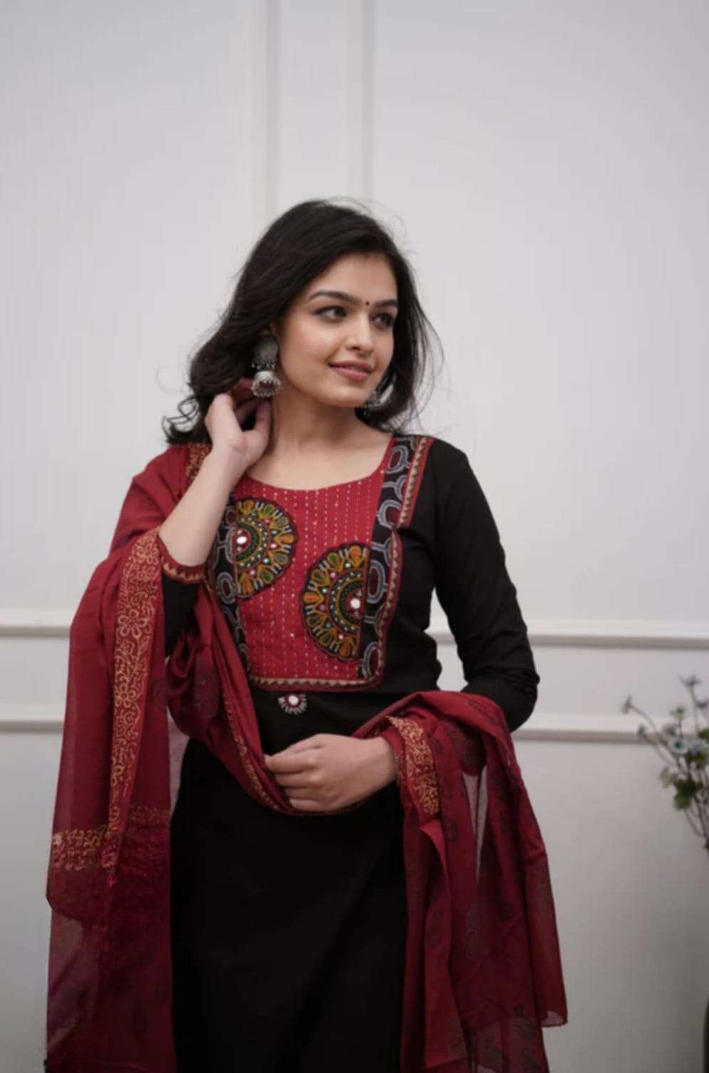 Stunning Cotton Patch Work Suit in Black