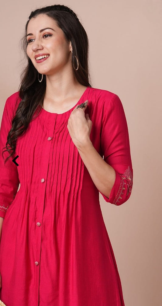 Stunning Pink A -Line Kurta Set