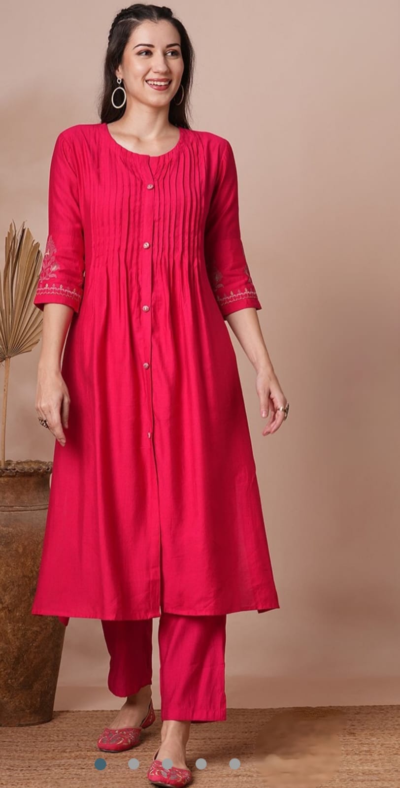 Stunning Pink A -Line Kurta Set