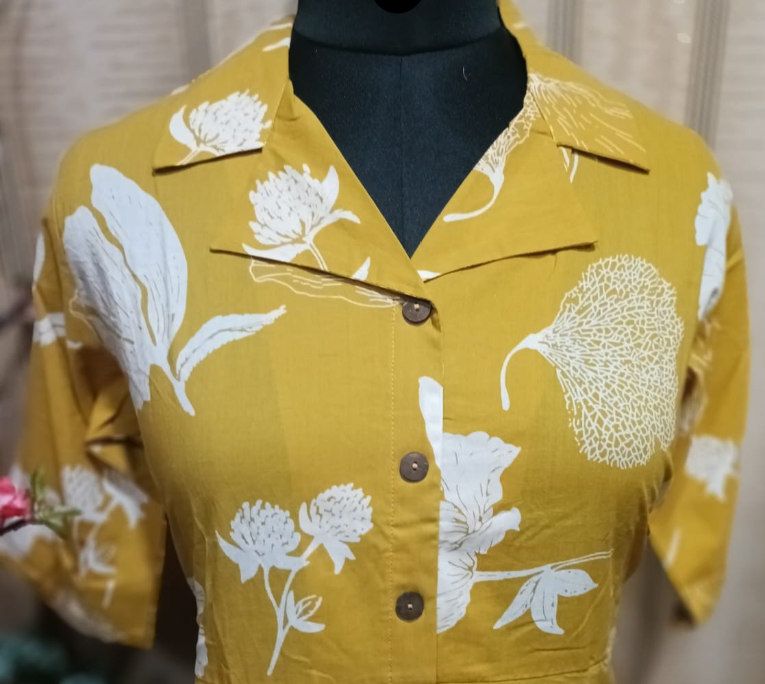 Floral Printed A-Line Tunic in Yellow