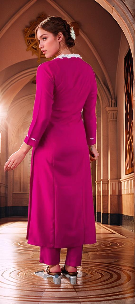 Stunning Pink Abstract Print Russian Silk Suit Set With Sequence Lace Work