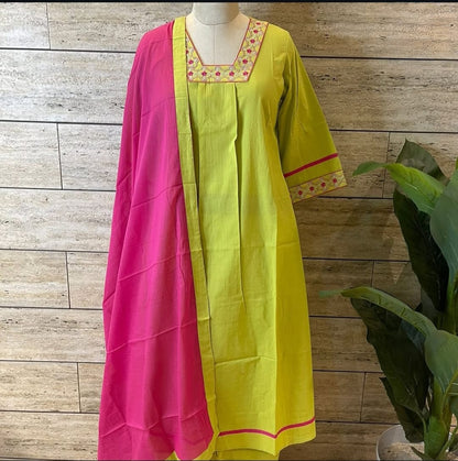 Beautiful  Lime Green A-Line Kurta Set