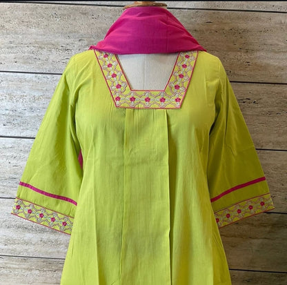 Beautiful  Lime Green A-Line Kurta Set