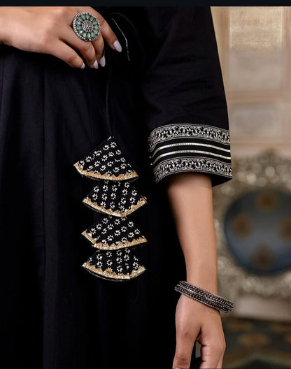 Stylish Designer Anarkali Kurti Set in Black
